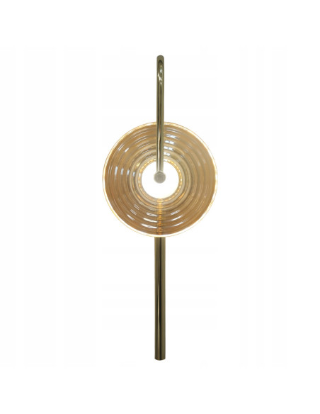 Lampa ścienna Plato - elegancki kinkiet LED w kolorze bursztynowym i złotych detalach do sypialni i salonu