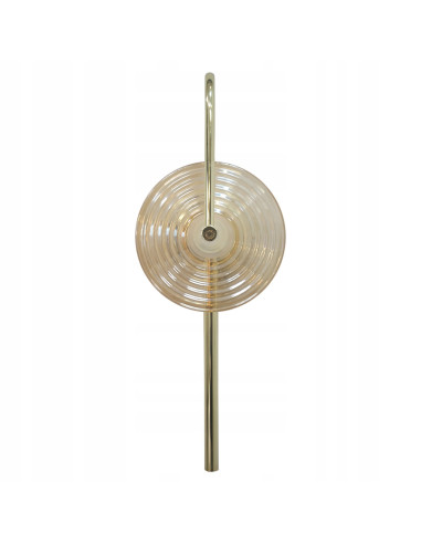 Lampa ścienna Plato - elegancki kinkiet LED w kolorze bursztynowym i złotych detalach do sypialni i salonu