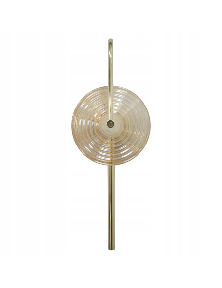Lampa ścienna Plato - elegancki kinkiet LED w kolorze bursztynowym i złotych detalach do sypialni i salonu