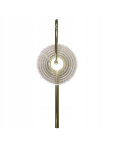 Kinkiet Plato LED z talerzowym kloszem, eleganckie złote detale, nowoczesny styl do Twojego wnętrza