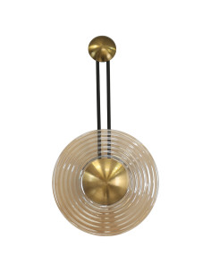 Kinkiet Bell z bursztynowym kloszem, regulowane LED, elegancka dekoracja do sypialni i salonu w złotej oprawie 2