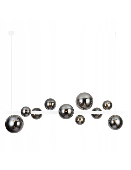 Lampa wisząca BUBBLES LINE 10 kloszy - nowoczesna dekoracja jadalni w białym kolorze od AZzardo