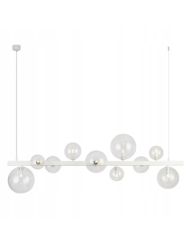 Lampa wisząca BUBBLES LINE 10 kloszy - nowoczesna dekoracja jadalni w białym kolorze od AZzardo