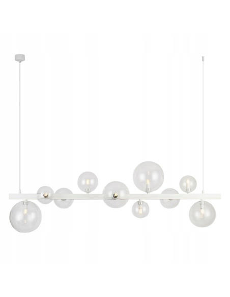 Lampa wisząca BUBBLES LINE 10 kloszy - nowoczesna dekoracja jadalni w białym kolorze od AZzardo