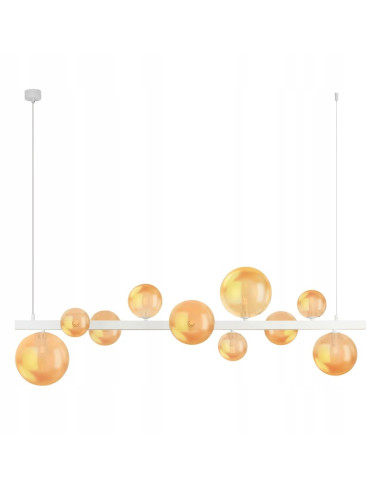 Lampa wisząca BUBBLES LINE 10 kloszy - nowoczesna dekoracja jadalni w białym kolorze od AZzardo