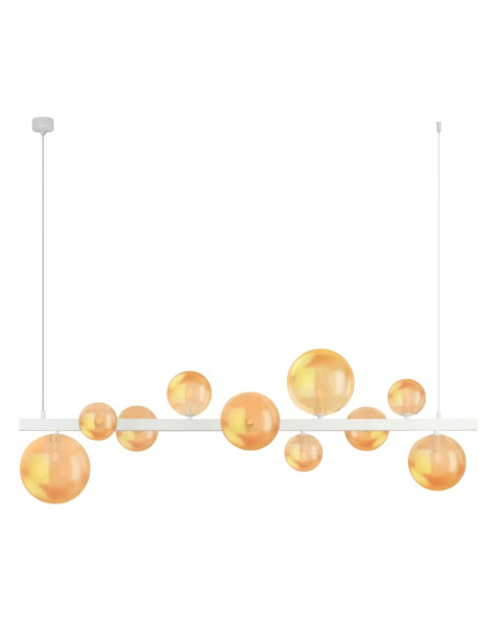 Lampa wisząca BUBBLES LINE 10 kloszy - nowoczesna dekoracja jadalni w białym kolorze od AZzardo