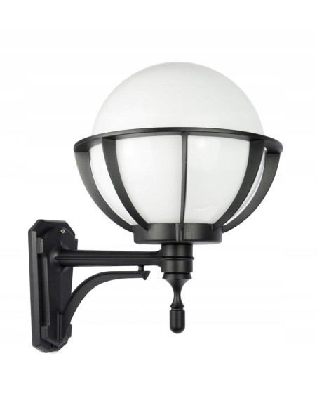 Kinkiet zewnętrzny Su-ma K 3012/1/KPO, elegancka lampa kula w koszyku, czarny, IP43, E27, 60W do ogrodu i balkonu