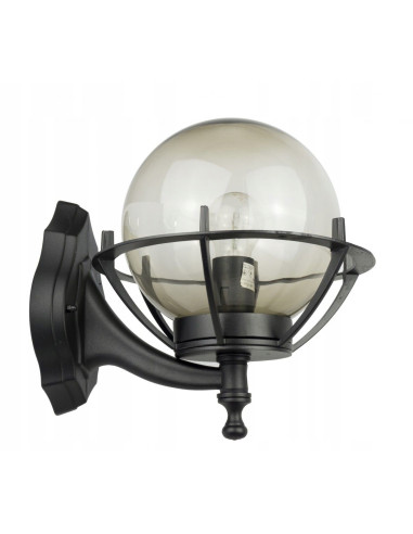 Kinkiet zewnętrzny Su-ma K 3012/1/KPO, elegancka lampa kula w koszyku, czarny, IP43, E27, 60W do ogrodu i balkonu