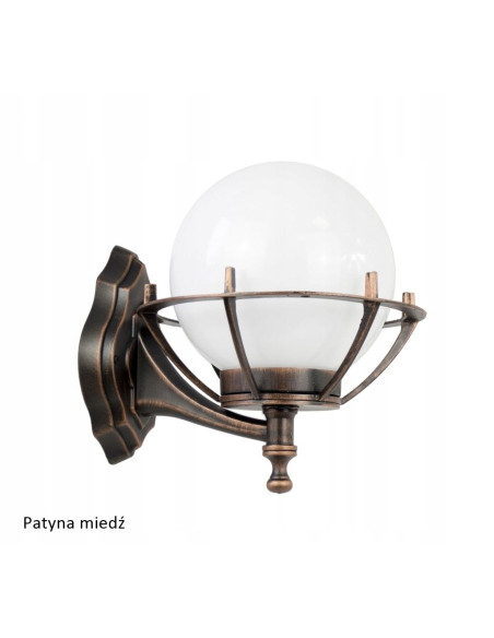 Kinkiet zewnętrzny Su-ma K 3012/1/KPO, elegancka lampa kula w koszyku, czarny, IP43, E27, 60W do ogrodu i balkonu