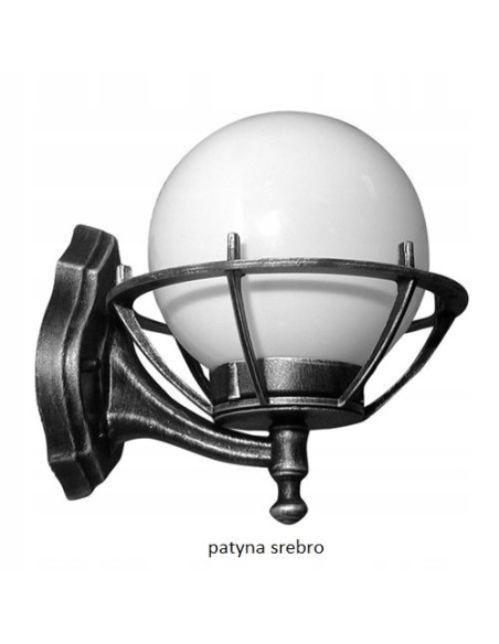 Kinkiet zewnętrzny Su-ma K 3012/1/KPO, elegancka lampa kula w koszyku, czarny, IP43, E27, 60W do ogrodu i balkonu