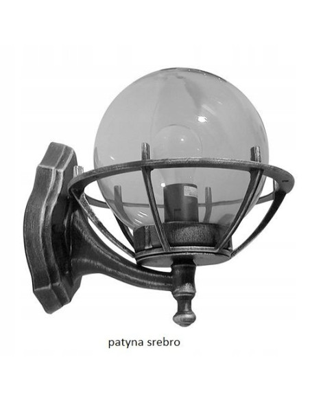 Kinkiet zewnętrzny Su-ma K 3012/1/KPO, elegancka lampa kula w koszyku, czarny, IP43, E27, 60W do ogrodu i balkonu