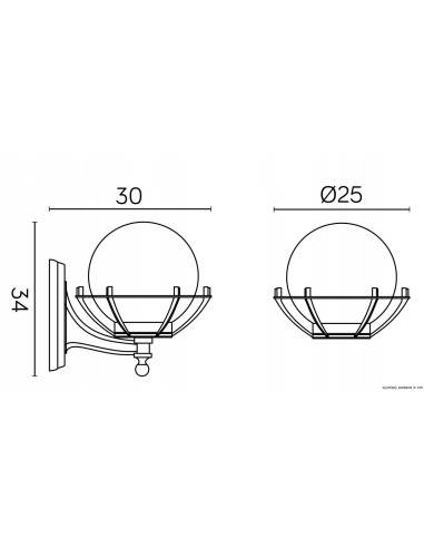 Kinkiet zewnętrzny Su-ma K 3012/1/KPO, elegancka lampa kula w koszyku, czarny, IP43, E27, 60W do ogrodu i balkonu