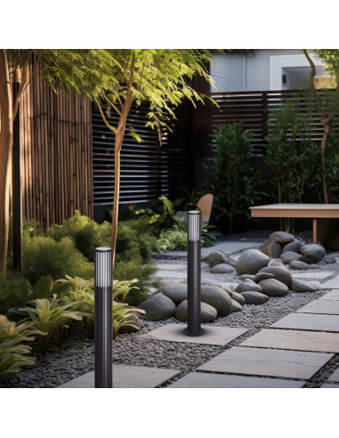 Elegancka lampa ogrodowa VERTICAL Milagro, czarna, prążkowana, 78,5 cm, IP44, GU10 – stylowe oświetlenie tarasu i ogrodu