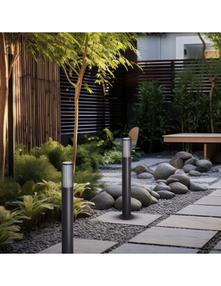 Elegancka lampa ogrodowa VERTICAL Milagro, czarna, prążkowana, 78,5 cm, IP44, GU10 – stylowe oświetlenie tarasu i ogrodu