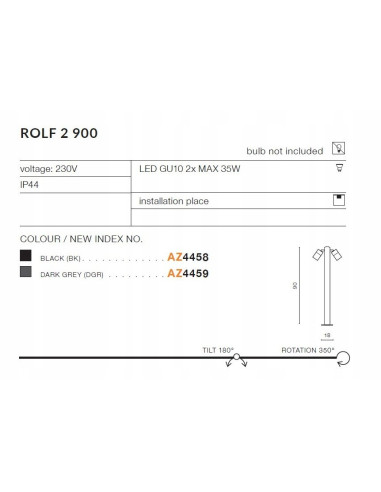 Elegancki dwuskrzydłowy słupek ogrodowy ROLF 2 IP44 z reflektorami – idealne oświetlenie do ogrodu i tarasu