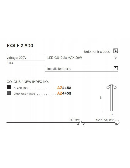 Elegancki dwuskrzydłowy słupek ogrodowy ROLF 2 IP44 z reflektorami – idealne oświetlenie do ogrodu i tarasu