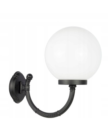 Kinkiet zewnętrzny KULE CLASSIC z zaokrąglonym ramieniem - eleganckie oświetlenie IP43, czarny/biały, idealne do wejścia.