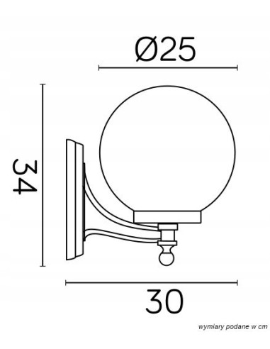 Elegancka lampa ścienna Su-ma K 3012/1/K 250 CLASSIK K z białym kloszem i czarną obudową do przestrzeni zewnętrznych