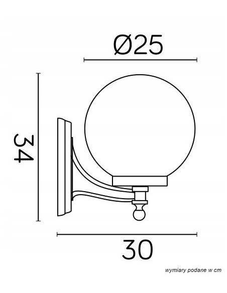 Elegancka lampa ścienna Su-ma K 3012/1/K 250 CLASSIK K z białym kloszem i czarną obudową do przestrzeni zewnętrznych