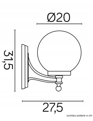 Kinkiet ogrodowy KULE 60W z ozdobną rączką, klasyczny styl, czarny/biały, idealny do elewacji i tarasu.