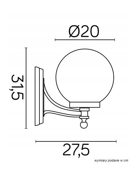 Kinkiet ogrodowy KULE 60W z ozdobną rączką, klasyczny styl, czarny/biały, idealny do elewacji i tarasu.