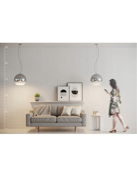 Lampa wisząca AZZARDO Silver Ball w chromowanym wykończeniu, nowoczesny design do salonu i sypialni