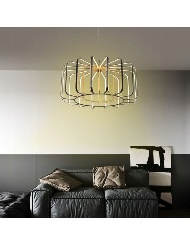 Lampa wisząca XARA w matowym złocie, 150 cm, z LED, nowoczesny design do hotelu i SPA