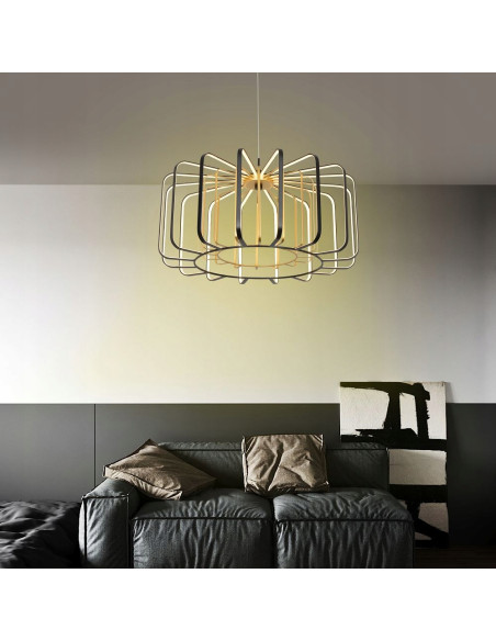 Lampa wisząca XARA w matowym złocie, 150 cm, z LED, nowoczesny design do hotelu i SPA