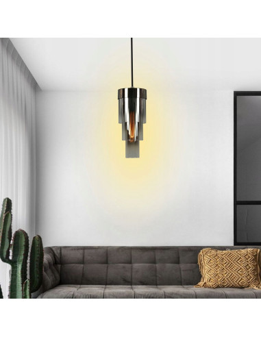 Lampa wisząca GRANS w czarnym chromie - nowoczesny, potrójny klosz E27, elegancki akcent do każdego wnętrza.