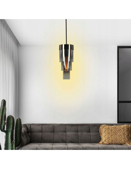 Lampa wisząca GRANS w czarnym chromie - nowoczesny, potrójny klosz E27, elegancki akcent do każdego wnętrza.