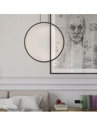 Nowoczesny Czarny RING LED do Oświetlenia Lustra w Łazience z Regulacją Barwy Światła, 47W, Light Prestige