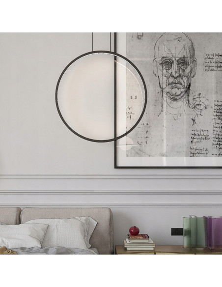 Nowoczesny Czarny RING LED do Oświetlenia Lustra w Łazience z Regulacją Barwy Światła, 47W, Light Prestige