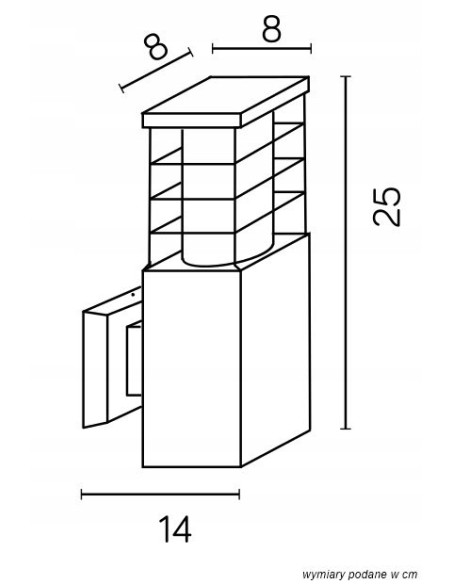 Nowoczesny kinkiet elewacyjny RADO II K AL, srebrny, IP54, 18W E27, do oświetlenia architektury i przestrzeni zewnętrznych