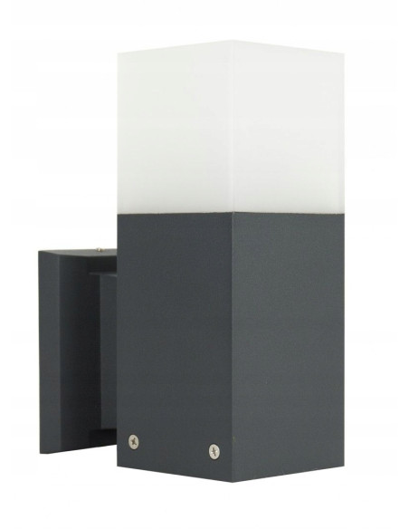 Nowoczesna lampa ogrodowa CUBE szara z jednostronnym oświetleniem, IP44, E27 20W - styl do altany i ogrodu zimowego