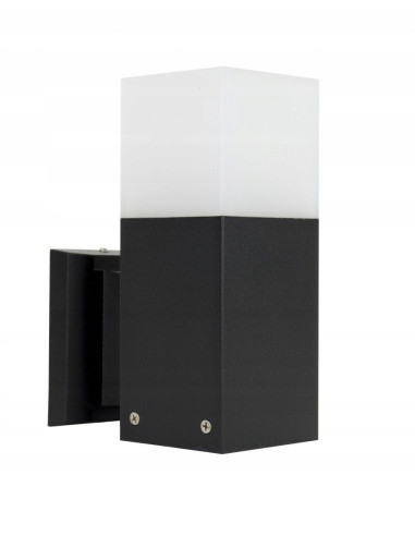 Lampa CUBE zewnętrzna LED z aluminium, jednostronna, czarna, IP44, E27 – nowoczesne oświetlenie fasady i tarasu