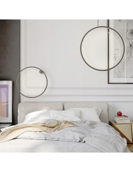 Elegancka Czarna Lampa Wisząca LED do Łazienki z Okrągłym Lustrem, 3000K, 2100 Lumenów, Light Prestige