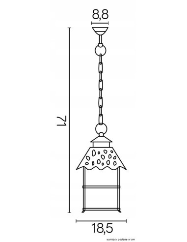 Elegancka lampa wisząca CADIZ z ozdobnym szkłem lodowym E27 – idealna do użytku na balkonie i tarasie