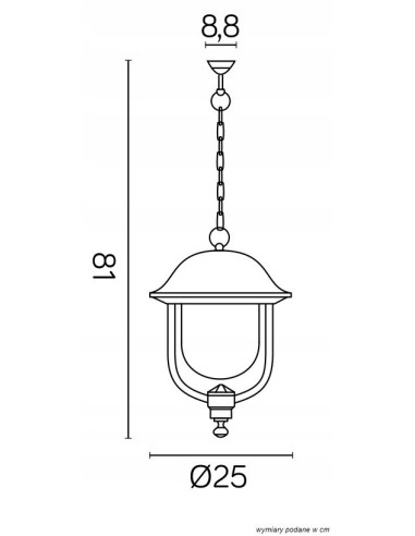 Lampa wisząca zewnętrzna PRINCE - czarne, eleganckie oświetlenie do ogrodu i na taras, IP 43, nowoczesny design