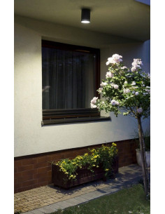 Nowoczesna lampa sufitowa zewnętrzna ADELA GU10 - regulowana, cylindryczna, szara, 35W, IP54 do tarasu i wejścia.