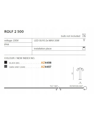 Lampa ogrodowa ROLF 2 z reflektorami IP44 – nowoczesne oświetlenie do ogrodu i chodnika, trwałe i eleganckie.