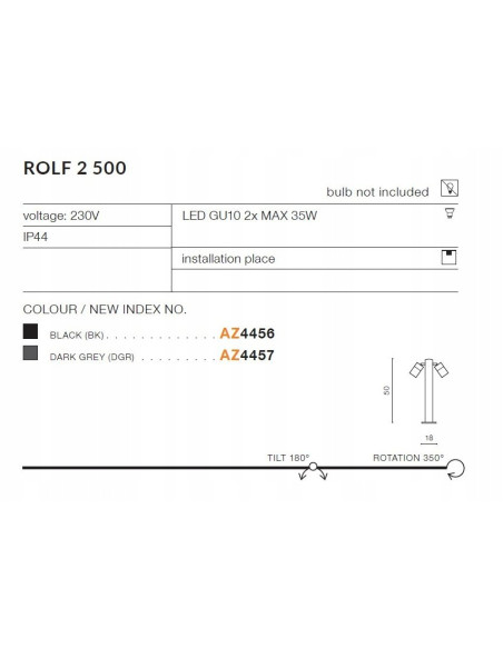 Lampa ogrodowa ROLF 2 z reflektorami IP44 – nowoczesne oświetlenie do ogrodu i chodnika, trwałe i eleganckie.