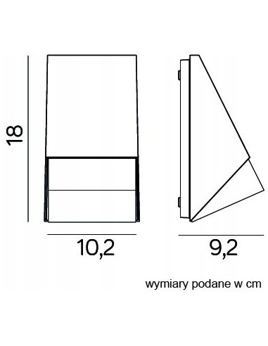 Lampa ścienna Oli w nowoczesnym trójkącie, szara, aluminium, przezroczysty klosz, GU10, idealna na taras i balkon