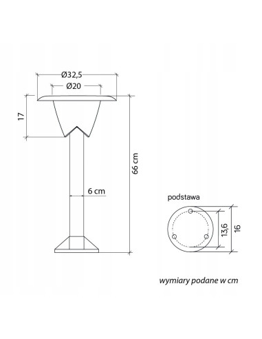 Nowoczesna lampa ogrodowa Su-ma BIANCA 1083-66, czarna, 66 cm, IP65, wymienne źródło światła, elegancki design