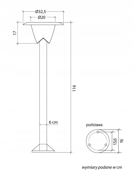 Lampa ogrodowa BIANCA 116 cm z IP65 – eleganckie oświetlenie do ogrodu i przestrzeni komercyjnych