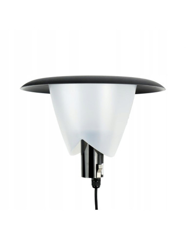 Wymienna głowica lampy BIANCA z czarnym daszkiem i półprzeźroczystym kloszem, E27, idealna do ogrodów i przestrzeni zewnętrznych