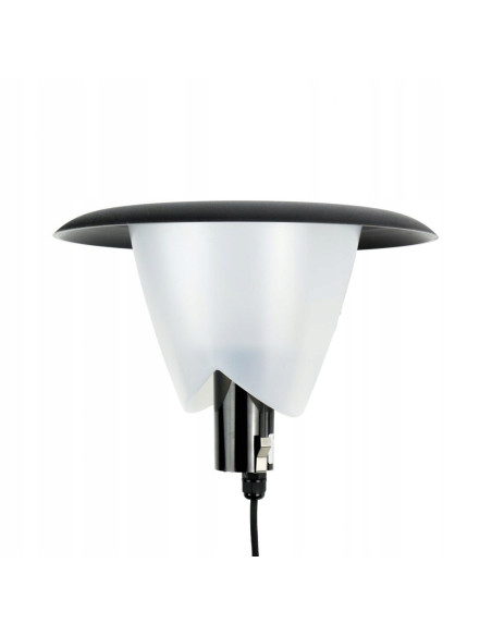 Wymienna głowica lampy BIANCA z czarnym daszkiem i półprzeźroczystym kloszem, E27, idealna do ogrodów i przestrzeni zewnętrznych