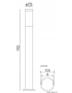 Lampa ogrodowa INOX w kolorze czarnym, 110 cm, stal nierdzewna, elegancki design, IP44, gwint E27 2