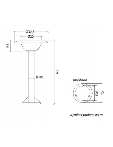 Lampa ogrodowa FEBE 1081-63 z czarnym daszkiem - nowoczesne oświetlenie zewnętrzne o eleganckim designie