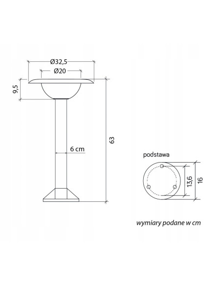 Lampa ogrodowa FEBE 1081-63 z czarnym daszkiem - nowoczesne oświetlenie zewnętrzne o eleganckim designie