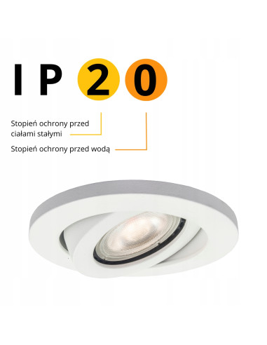 Lagos - Regulowane Oczko LED Podtynkowe, Biała Metalowa Oprawa, Nowoczesny Design i Wysoka Funkcjonalność